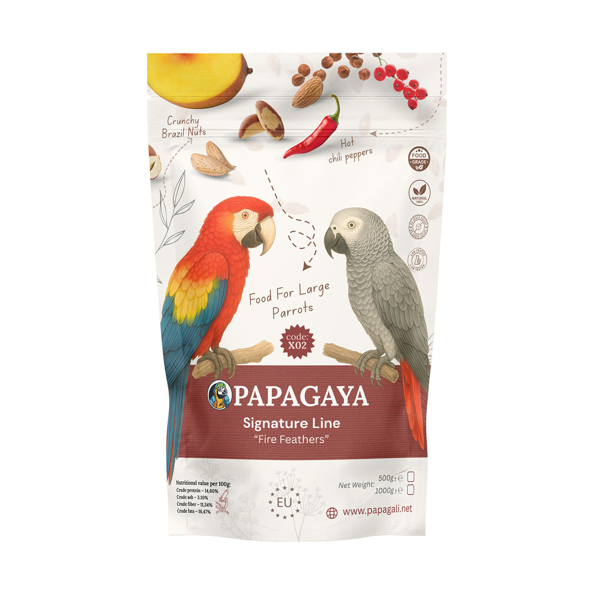 Papagaya Signature Line Fire Feathers Hrana pentru Papagali de Talie Mare