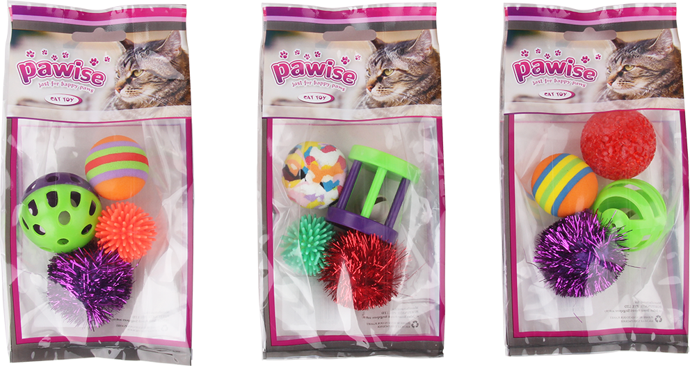 Pawise Pawise Jucarii Asortate pentru Pisici 4 Buc