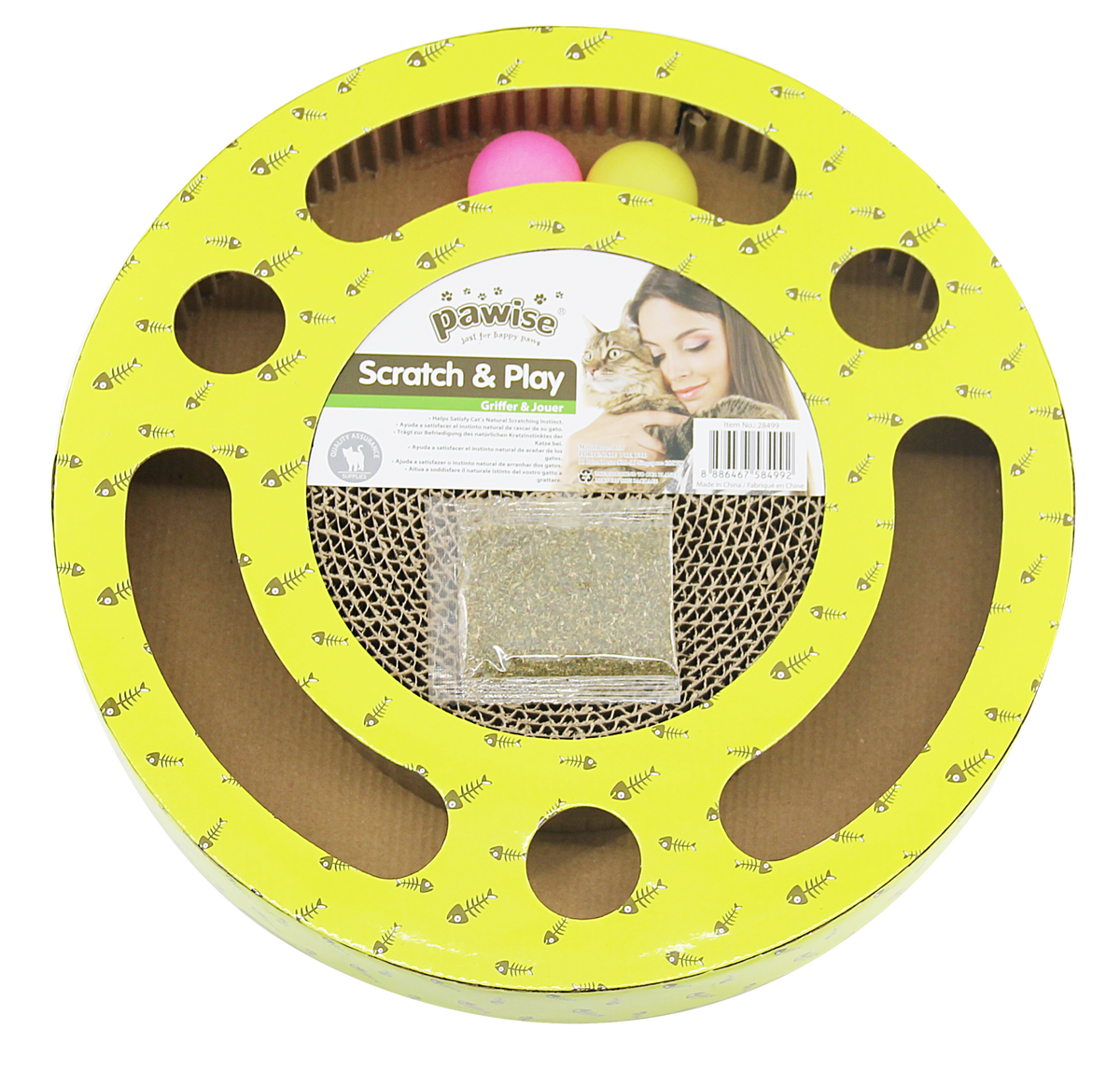 Pawise Round Cat Scratch and Play cu Catnip pentru Pisici