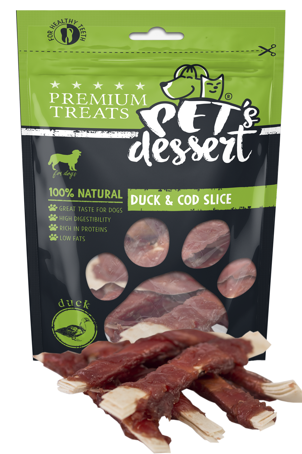Pet's Dessert Pet's Desert Dog Duck&Cod Slice 80g LSD-12