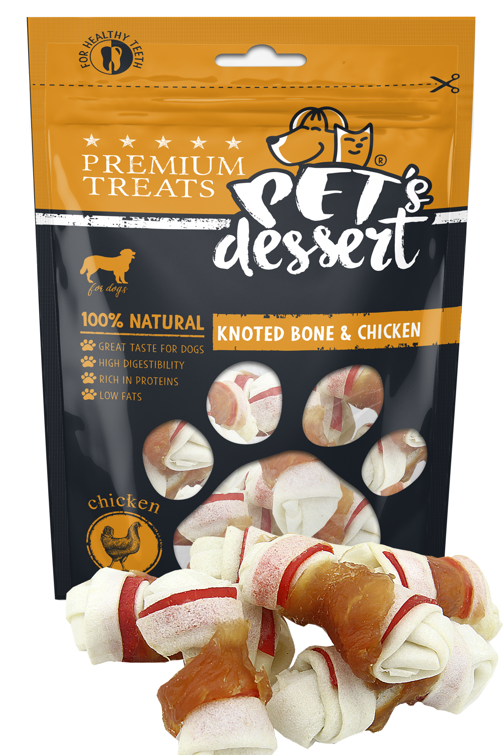 Pet's Dessert Pet's Desert Dog Knoted Bone&Chicken 80g LSC-50(2)
