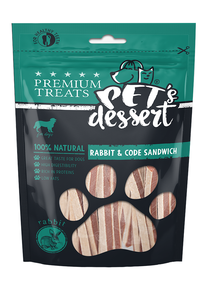 Pet's Dessert Pet's Desert Dog Rabbit and Cod Sandwich 80 Gr LSR-08