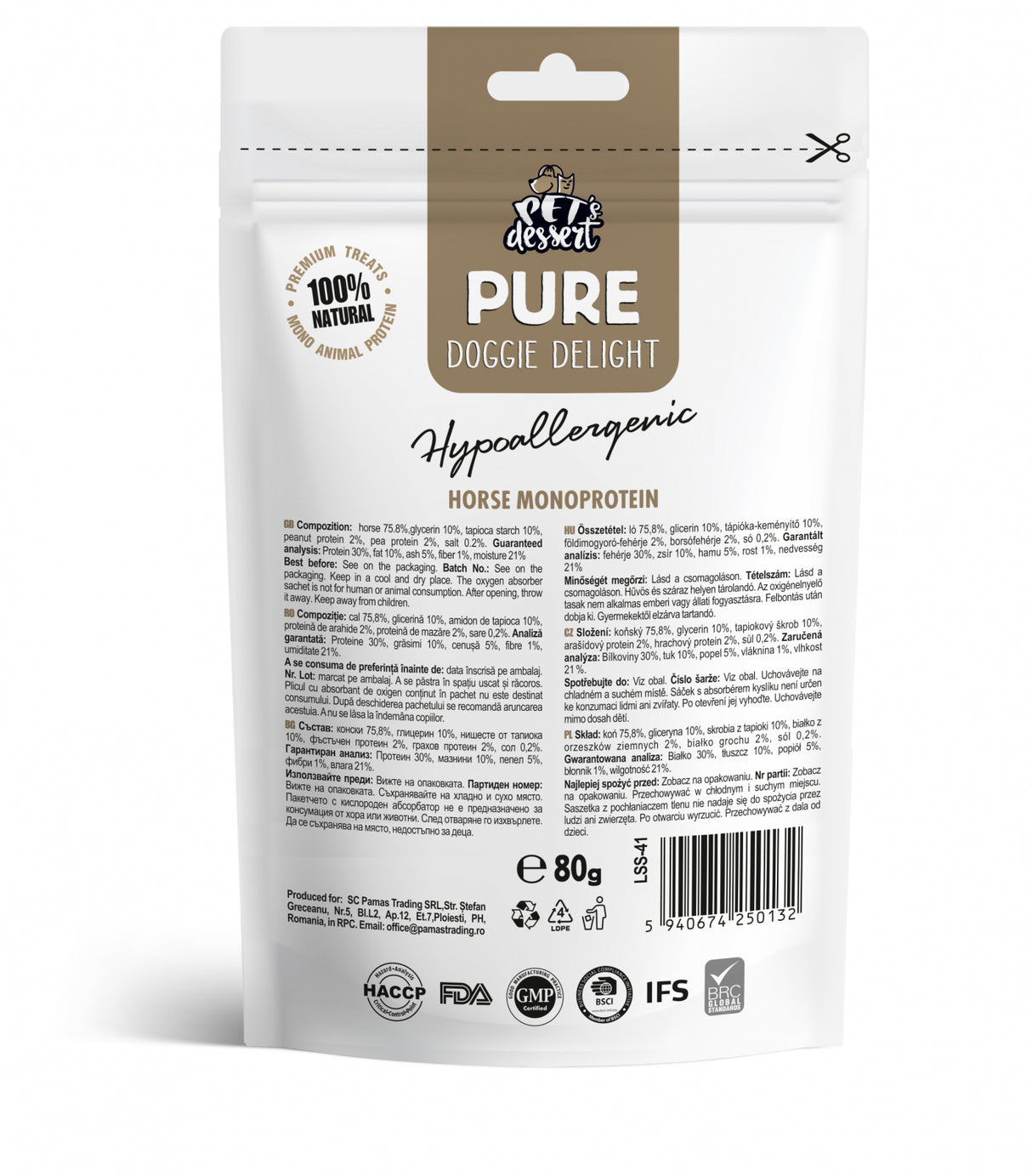 Pet's Dessert Pet's Dessert Horse Monoprotein Hypoallergenic 0.80 Gr - imagine 2