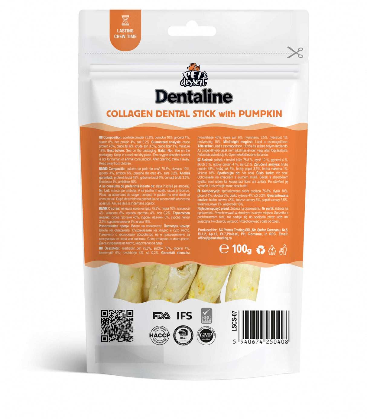 Pet's Dessert Pet's Dessert Dentaline Sticks pentru Igiena Dentara cu Colagen si Dovleac - imagine 2