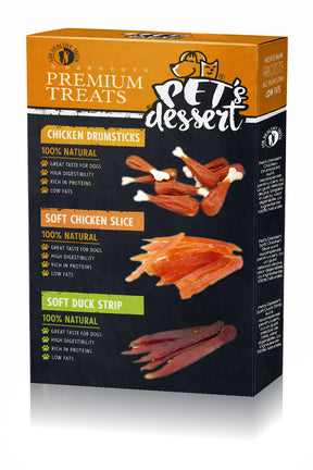 Pet's Dessert Premium Treats Mix cu Pui si Rata pentru Caini 3x80 Gr
