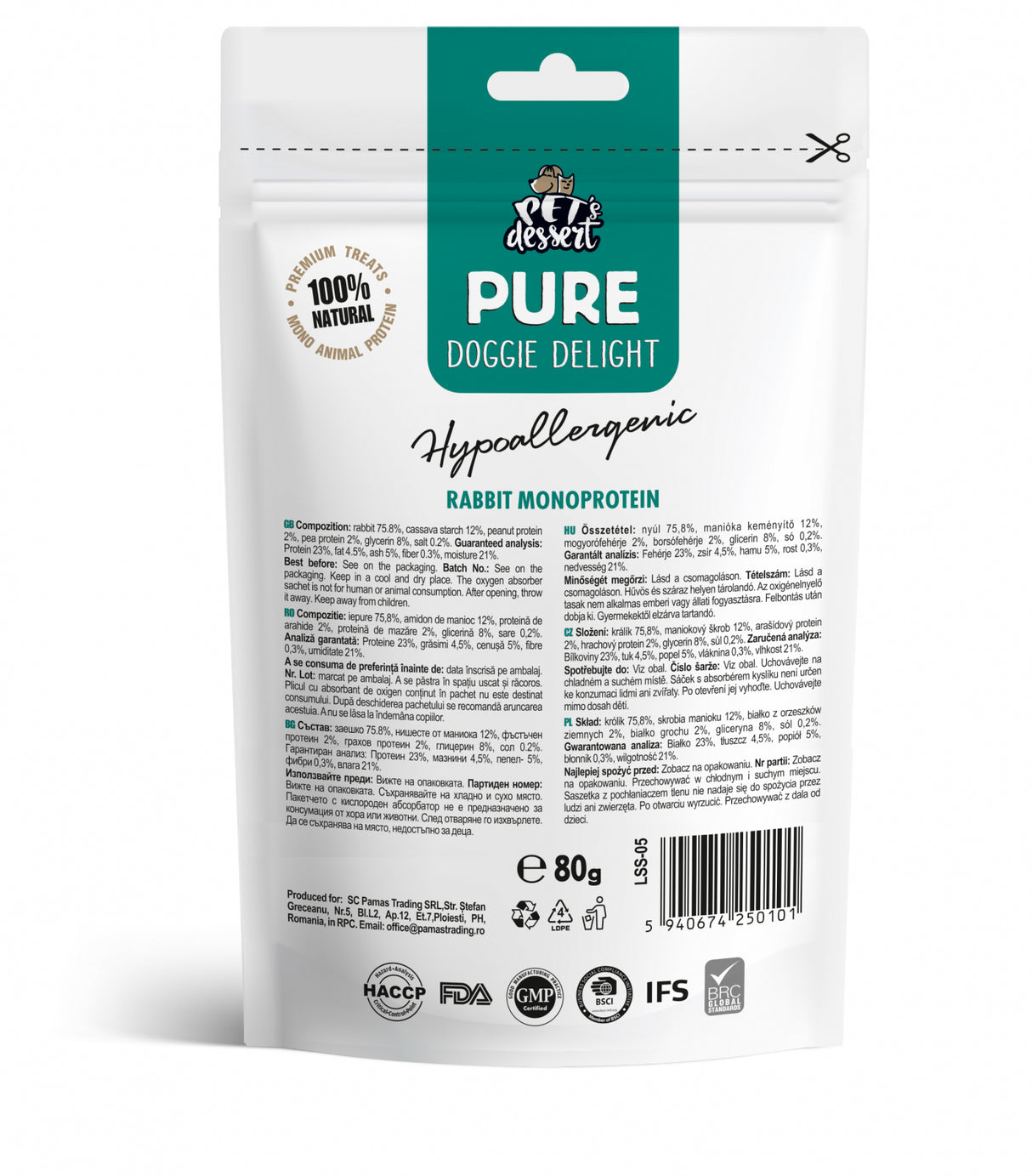 Pet's Dessert Pet's Dessert Rabbit Monoprotein Hypoallergenic 0.80 - imagine 2