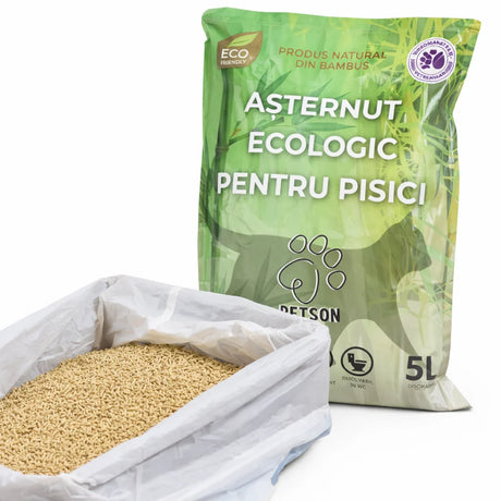 Petson Asternut Ecologic din Fibra de Bambus pentru Pisici 5L