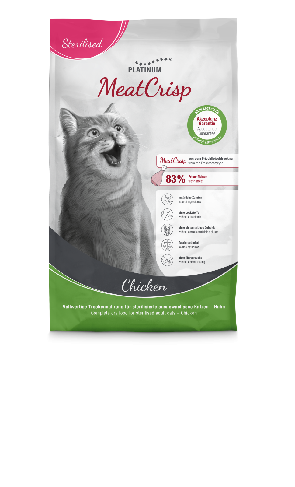Platinum Adult Sterilised Cat Meat Crisp Hrana Uscata cu Pui