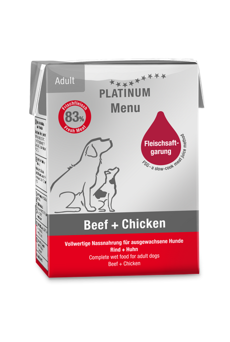 Platinum Platinum Meniu Hrana Umeda pentru Caini Adulti cu Pui si Vita 185 Gr - imagine 1