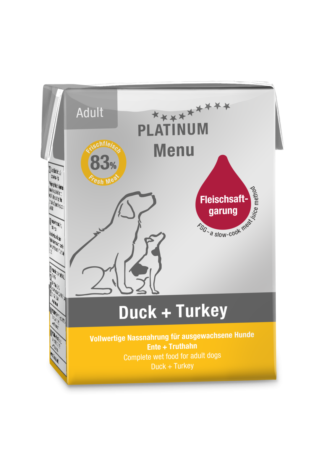 Platinum Platinum Meniu Hrana Umeda pentru Caini Adulti cu Rata si Curcan 185 Gr - imagine 1