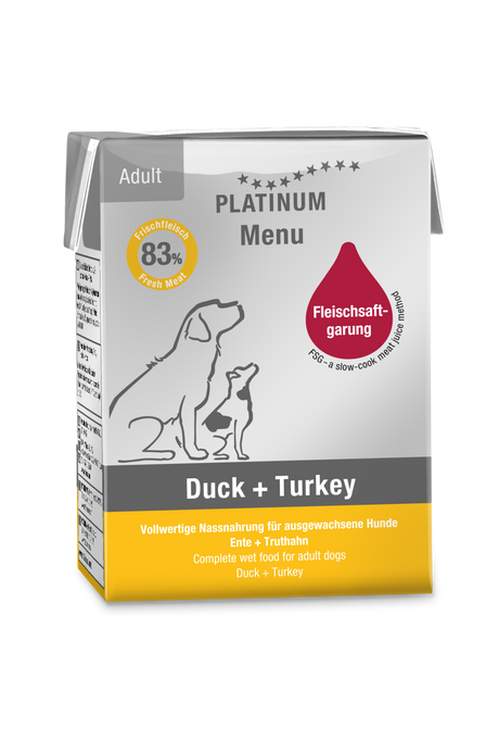 Platinum Platinum Meniu Hrana Umeda pentru Caini Adulti cu Rata si Curcan 185 Gr - imagine 1