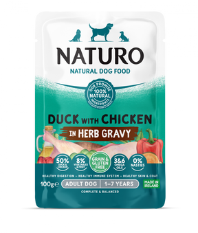 Naturo Pouch Naturo Dog Adult Grain&Gluten Free cu Rata si Pui 100 Gr - imagine 1