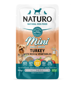 Naturo Pouch Naturo Dog Adult Mini cu Carne de Curcan si Orez 150 Gr - imagine 1