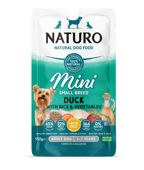 Naturo Pouch Naturo Dog Adult Mini cu Carne de Rata si Orez 150 Gr - imagine 1