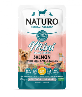 Naturo Pouch Naturo Dog Adult Mini cu Somon si Orez 150 Gr - imagine 1