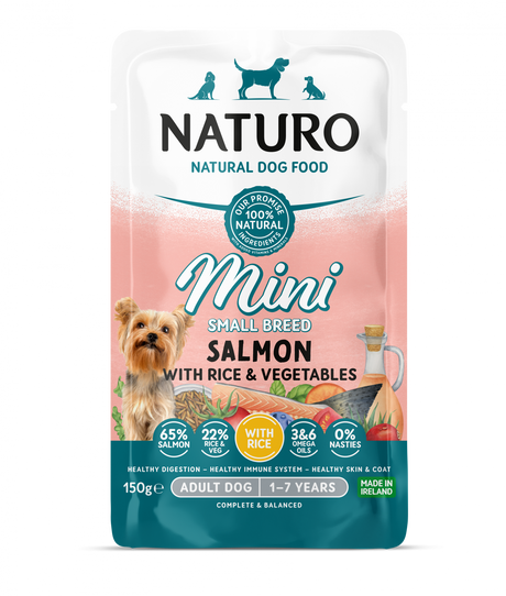 Naturo Pouch Naturo Dog Adult Mini cu Somon si Orez 150 Gr - imagine 1