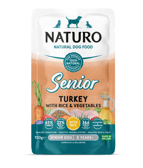 Naturo Pouch Naturo Senior cu Carne de Curcan, Orez si Legume 150 Gr - imagine 1