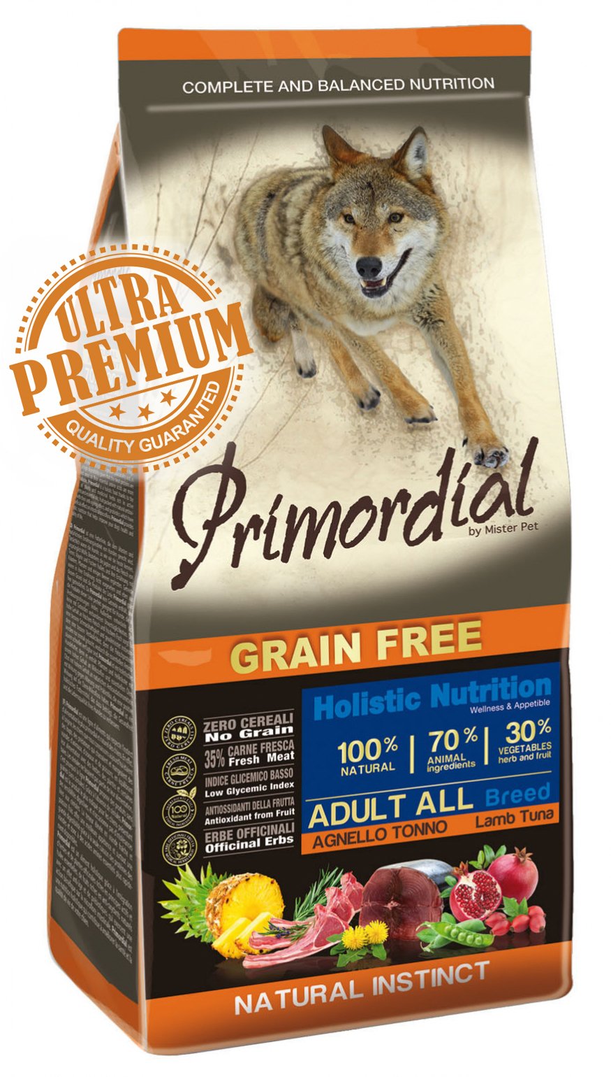 Primordial Grain-Free Holistic Dog Adult Tuna&Lamb 12kg