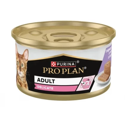 Pro Plan Pro Plan Cat Adult Delicate Digestion Pate cu Curcan Conserva 85 Gr