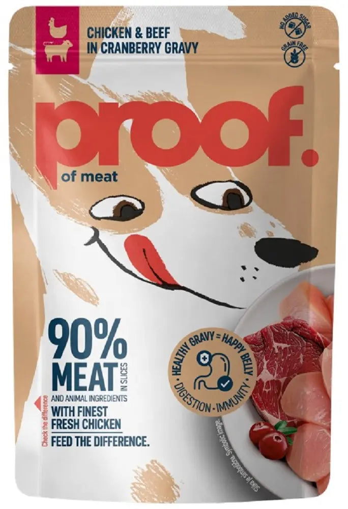 Proof Hrana Umeda pentru Caini cu Pui si Vita in Sos de Merisoare 100 Gr