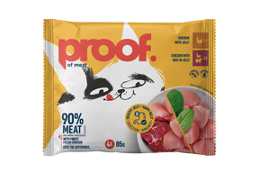 Proof Multipack Hrana Umeda pentru Pisici cu Pui si Pui/Vita in Jeleu 4x85 Gr