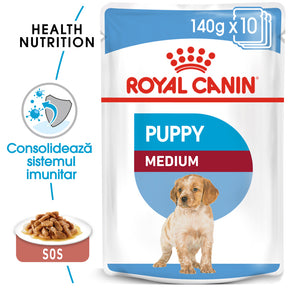 Royal Canin Royal Canin Medium Puppy Plic 140 G - imagine 1