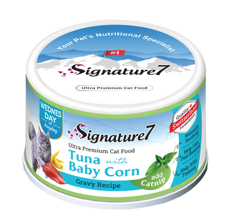 Signature7 Cat Hrana Umeda Reteta cu Ton in Sos de Porumb Baby 70 Gr