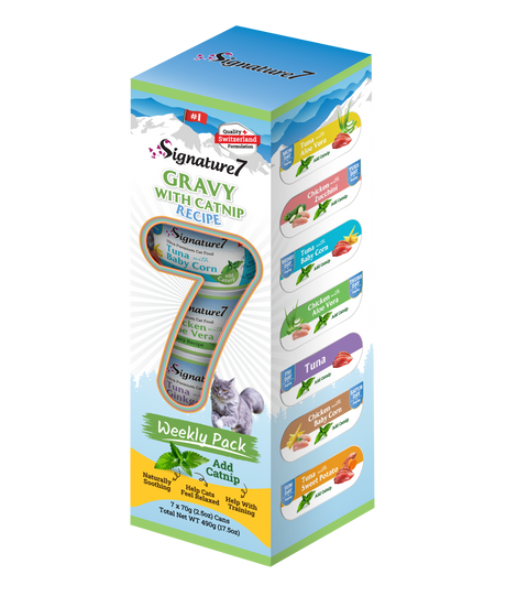 Signature7 Cat Variety Pack Retete de Ton si Pui in Sos cu Catnip 7x70 Gr