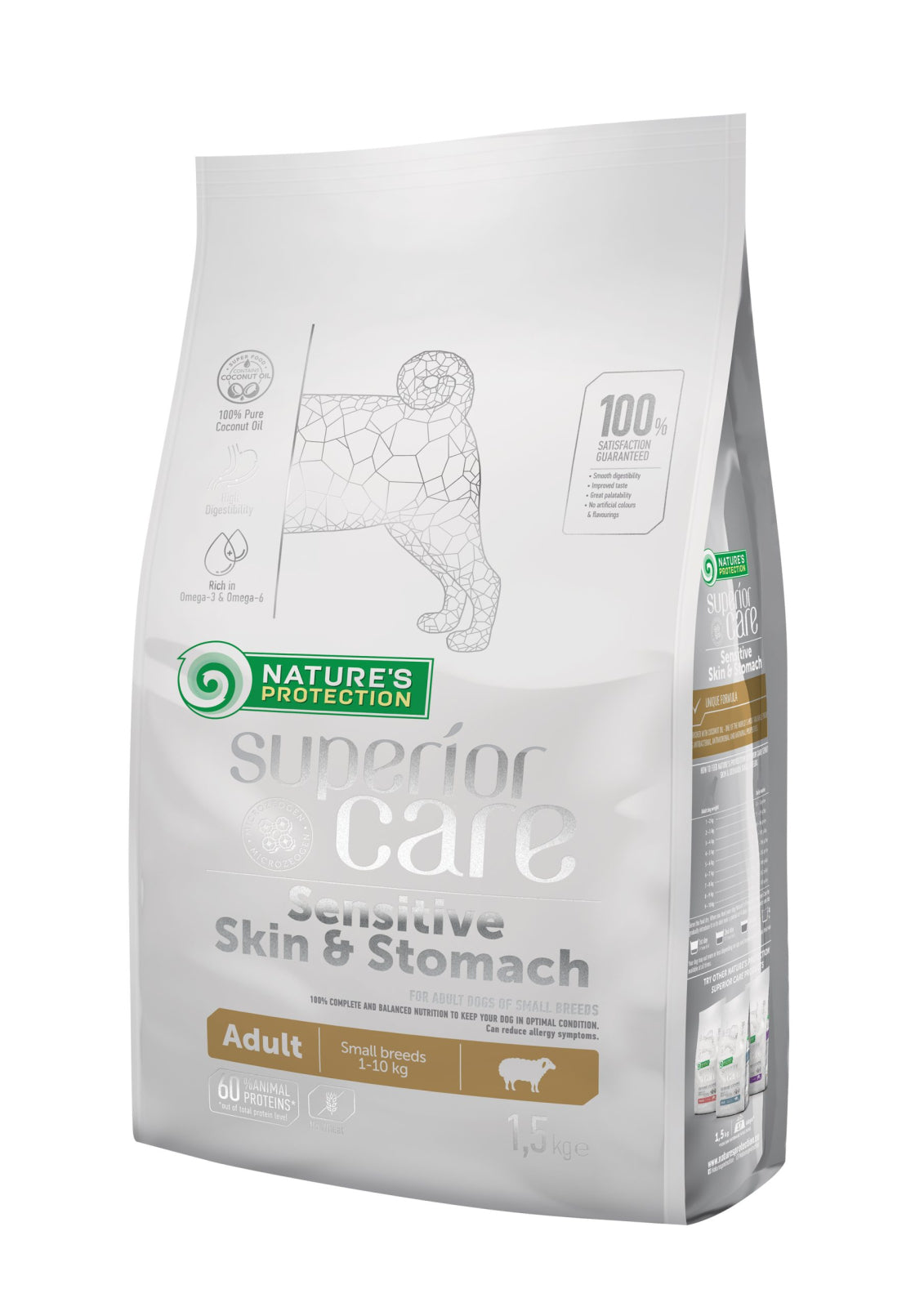 Superior Care Sensitive Skin & Stomach Adult Small and Mini Breeds cu Miel
